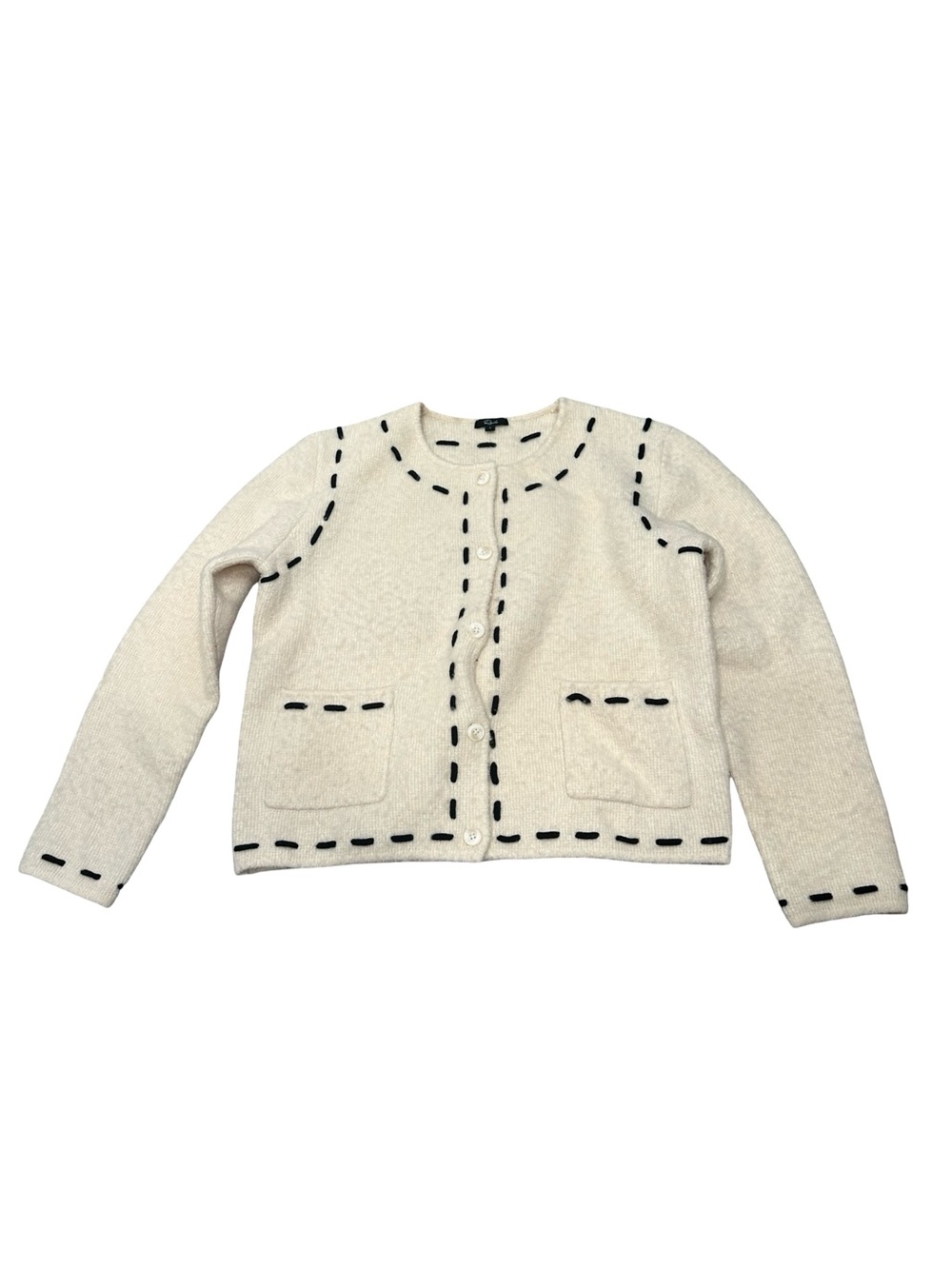 GUC Rails Women’s Large “Juliette” Cream Knit Cardigan with Contrast Stitching